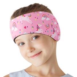 SSKHE Swimming Headband for Kids Adults, Cartoon Waterproof Adjustable Headband Ear Band Bathing Swimmer Ear Protection (Pink, One Size)