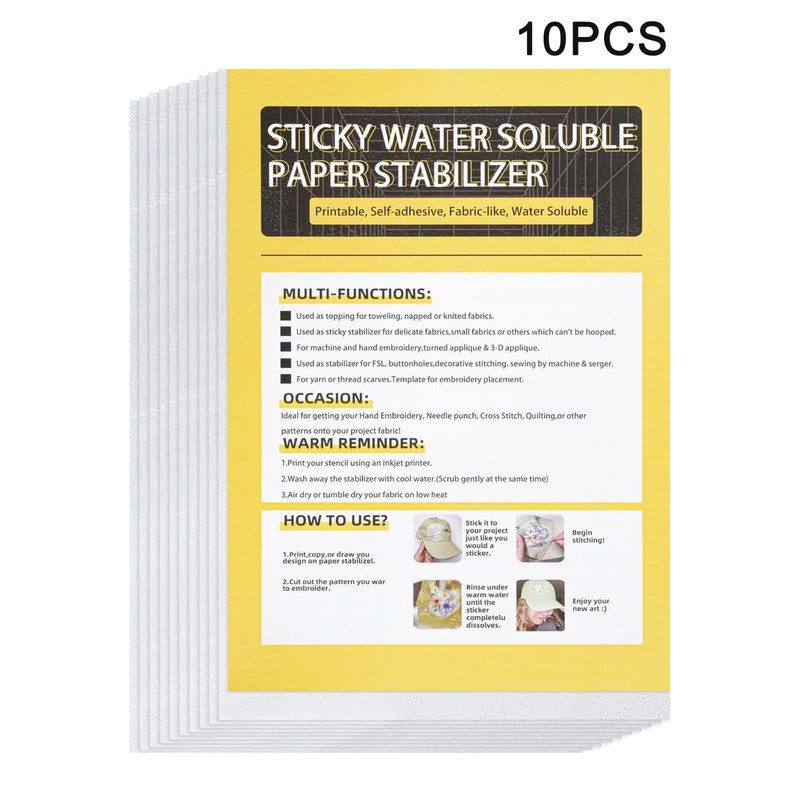 10 Pcs Water Soluble Embroidery Paper, A4 Embroidery Transfer Paper,