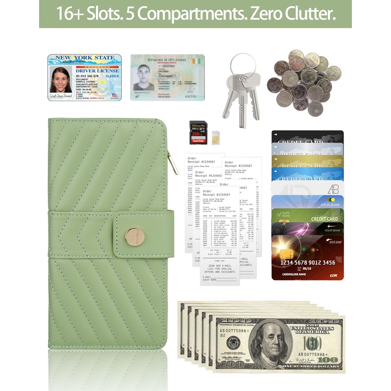 Sunpour Wallets for Women,RFID Blocking Wallets Ladies Thin Trifold Wallets