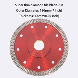 LiGuVCY 7 Inch Super Thin Dry Wet Diamond Porcelain Saw Blades with X Teeth Turbo Mesh Rim Super Thin Diamond Tile Blade for Cutting Marble, Granite, Brick and Concrete
