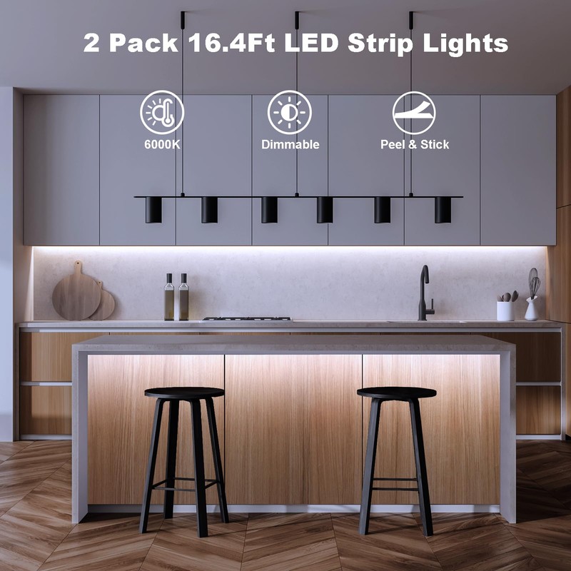 echosari 2 PCS 150 LED Strip Lights Battery Operated, 16.4Ft