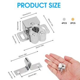 Camping Drawer Locks, Pack of 6 Furniture Catches, Caravan Cupboard Locks, Cabinet Accessories, Double Roller Catch Cabinet Door Cabinet Lock for Cupboard Doors, Kitchen