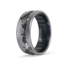 Enso Rings Etched Classic Silicone Rings - Etched Nature Collection - Comfortable and Flexible Design - Summit - Silver/Galaxy - Size 9