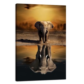 MODOJOART Elephant Canvas Wall Art, Mindset is Everything Painting Print Inspirational Elephant Photo Picture for Living Room Study Decor (Artwork-04, 12"x18")