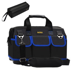 FASTECH 22 Inch Tool Bag, Waterproof Wide Mouth Tool Kit, Heavy Duty Tool Bag Organizer With Shoulder Straps, Tool Storage Package For Men/Women (Blue22IN)