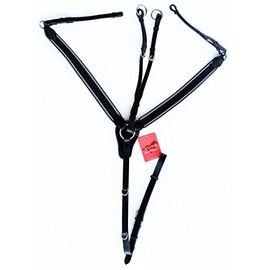 TackRus Horse English Padded Leather Riding Tack Stretchable Nylon Black Breastplate 803880BKC