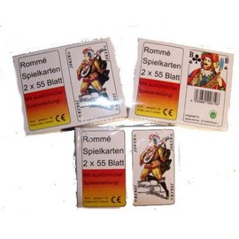 4x Rummy Playing Cards ROMMES Piel 55 Sheets Each