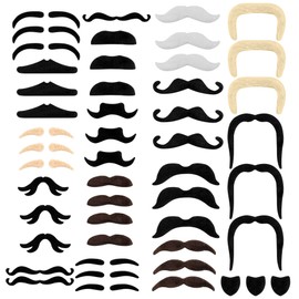 Fake Moustache,Fake Beard,Moustache,48pcs Fake Mustaches Funny Realistic Fake Beards Adjustable Costume Beard,Adult Costume Party Fake Beard,False Moustaches Realistic,Fake Mustache,Mustache
