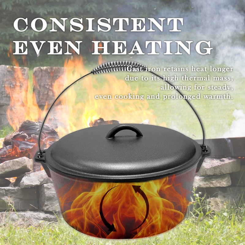 Cuisiland 9 Quart Cast Iron Dutch Oven with Dome Lid