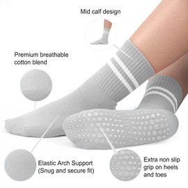 BLONGW - Calcetines de pilates con empuñaduras para mujer, antideslizantes, para yoga, atletismo, para el hospital de entrenamiento descalzo