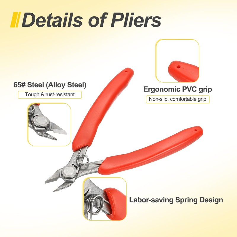 sourcing map 5" Flush Cut Pliers Precision Thicker Wire Cutter