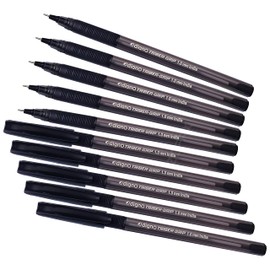 TrioGRIP Ballpoint Pens, BLACK, Medium Point (1.0mm), Pack of 10, Triangular Grip, Smooth Ball Pens, School Office Home Use, iVAIDEX Black Ball Pen