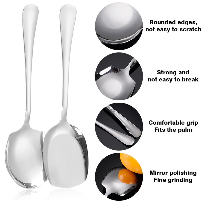 6 Pcs Large Serving Spoons, Buffet Serving Spoon Stainless Steel,