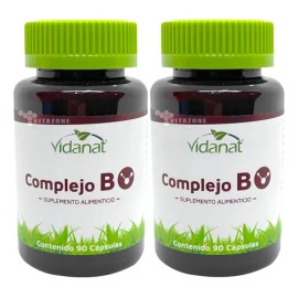 Complejo B Vidanat 180 Cápsulas (2 Frascos) Sabor Sin Sabor