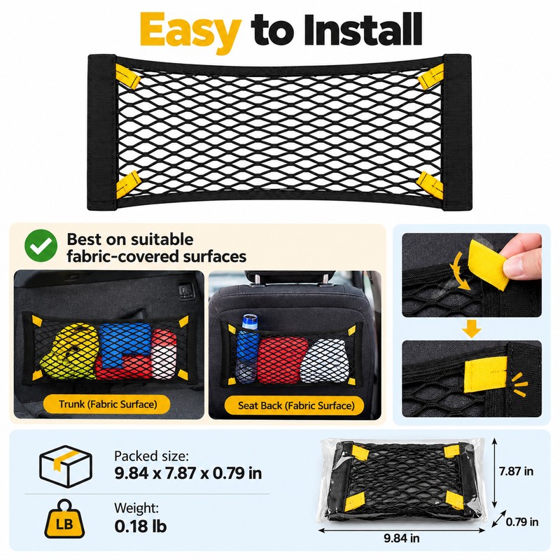Car Trunk Mesh Organizer for Vehicle Storage – 23.62 x