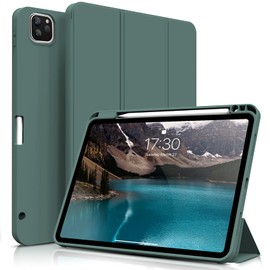 ZOYU ZOYU Case for 11 inch iPad Pro 4th/3rd Generation 2022/2021, Trifold Stand Protective Case with Pencil Holder, Auto Sleep/Wake, Soft Slim TPU Back Cover, for iPad 11" Pro -Dark Green