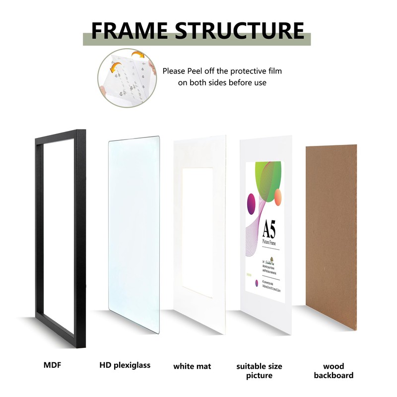 Scholar Tree A5 Black Frame, 3 Pack A5 Picture Frame,