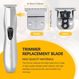 2025 New Trimmer Replacement T Blade Set Ceramic Blade Carbon Steel Blade Set for D8 SlimLine Pro Li Andis Hair Clipper Trimmer, #32105 D7#32655 D8#32400 (Silver)