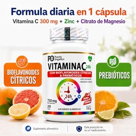 Purely Organics Vitamina C con Zinc y Magnesio, 200 Cápsulas Veganas