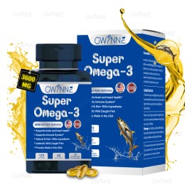 Gwynne Super Omega 3 Premium 3600mg Aceite De Pescado,organo,pescado Salvaje De Islandia,salud Cerebral,salud Del Corazn,apoyo A La Salud De La...    