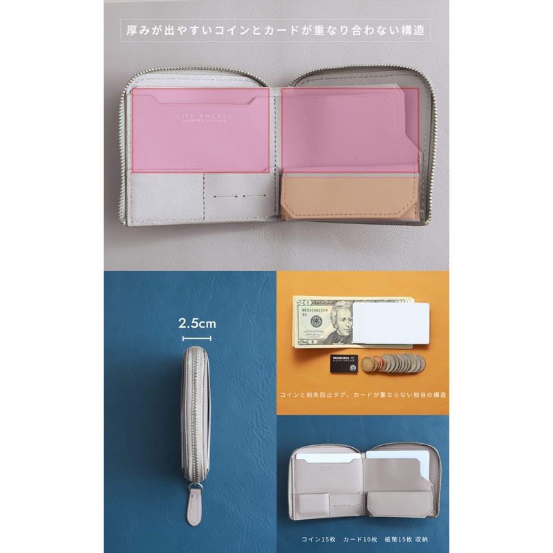 Life Pocket Smart Wallet Genuine Leather Bifold Men's Women's Mini