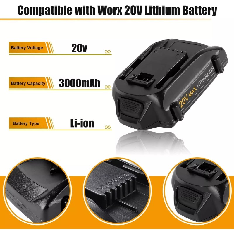 For WORX 2pack For WORX 20V MAX Extend Lithium Battery