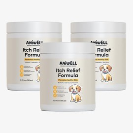 Aniwell Itch Relief Formula for Dogs – Vitamin E & Borage Oil Supplement – Packed with Beneficial Fatty Acids for Healthy Skin – Seasonal Allergies Support Chews | Pack of 3