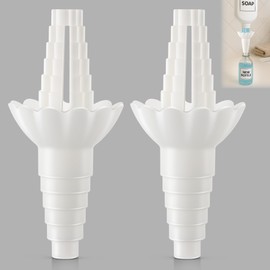 Enhon 2 Pack Universal Bottle Funnel Emptying Kit Style Funnel Liquid Transfer Connector for Soap, Shampoo, Lotion, Conditioner, and Bathroom Use Reusable Adapter, No More Waste – Patent Pending