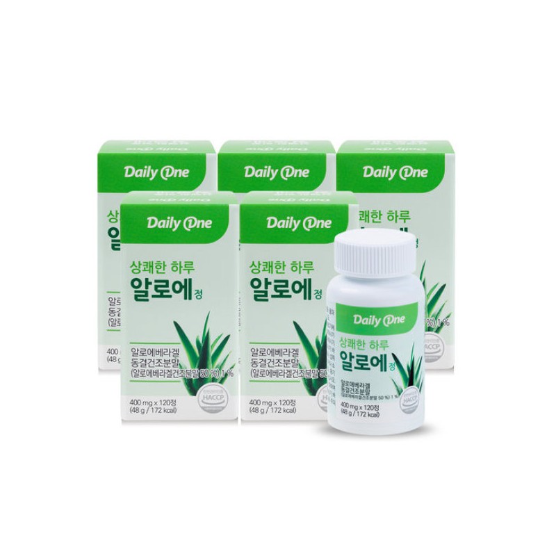 Daily One 데일리원 상쾌한 하루 알로에정 600mg X 120정 5통