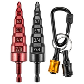 LYNCSEDAR 2Pack 6 in 1 Copper Tube Expander, Black & Red Swaging Tool HVAC with Drill Bit Holder & Lockable Carabiner,Swage Tool HVAC for 1/4,3/8,1/2,5/8,3/4,7/8 Pipe,Swedge Tools for AC Swager Repair