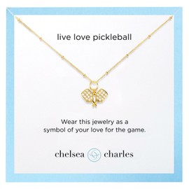 Chelsea Charles CC Sport Pavé Pickleball Charm Necklace - Gold