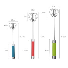 Stainless Steel Semi-automatic Egg Whisk - 3PCS Hand Push Rotary Whisk Blender