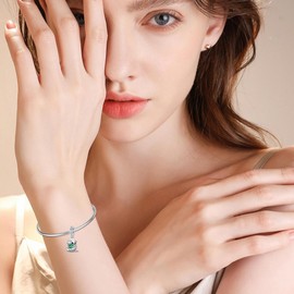 PROESS 925 Sterling Silver Otter Charm May Birthstone Otter Charm for Otter Bracelets Otter Bead Otter Jewelry Gifts for Women Otter Lovers