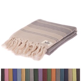Bergama Toalla de playa de algodón turco | 100% algodón, prelavada, 38 x 71 pulgadas, secado rápido, sin arena, ligera, mantas grandes para playa, piscina, baño, spa, gimnasio y manta de yoga (gris)