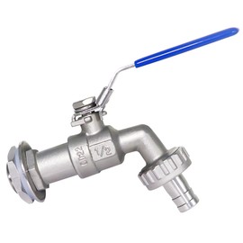 Horiznext 3/4" O.D. thread to 1/2 inch barb O.D. stainless steel home brewing bulkhead ball valve kit, for gallon beer pot brew kettle spigot mash tun （Extended valve body）