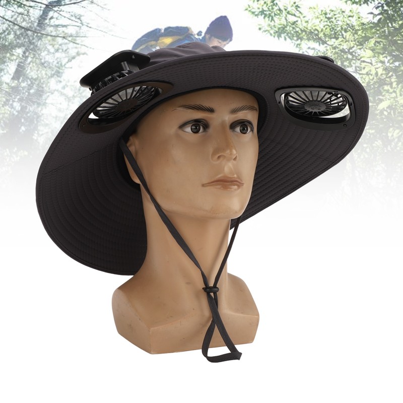 Solar Fan Hat Large Brim Quick Dry Breathable 3 Speeds