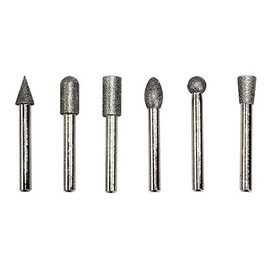 Big Horn 19392 6 PC Diamond Burr Set - 1/4 Inch Shank, 80 Grit - Medium