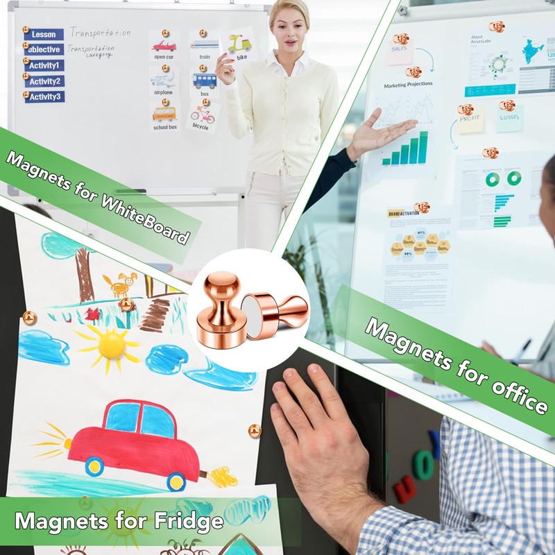 20 Pack Refrigerator Magnets Rose Gold Strong Whiteboard Magnets Small