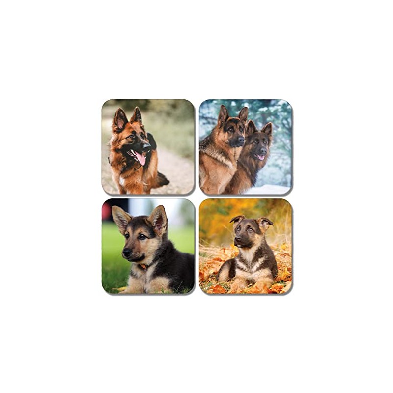 4 x Square German Shepherd Coasters - Dog Puppy Animals
