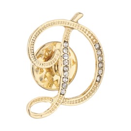 PATIKIL Rhinestone Letter Lapel Pins, Initial Alphabet Collar Pins Letter Brooch Pins for Women Men Shirt Dress Suits Coat Collar, Gold Tone, Letter D