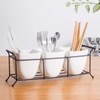 Bekith 3-Piece Ceramic Flatware Caddy with Metal Rack, Utensil Holder