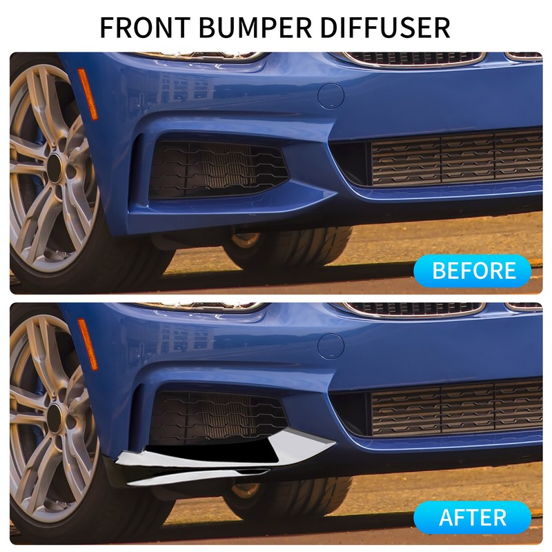 2 Pcs Front Bumper Diffuser Glossy Black Left Right Lip