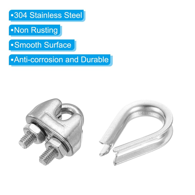 PATIKIL Wire Rope Accessory Set, 304 Stainless Steel 12 Pcs