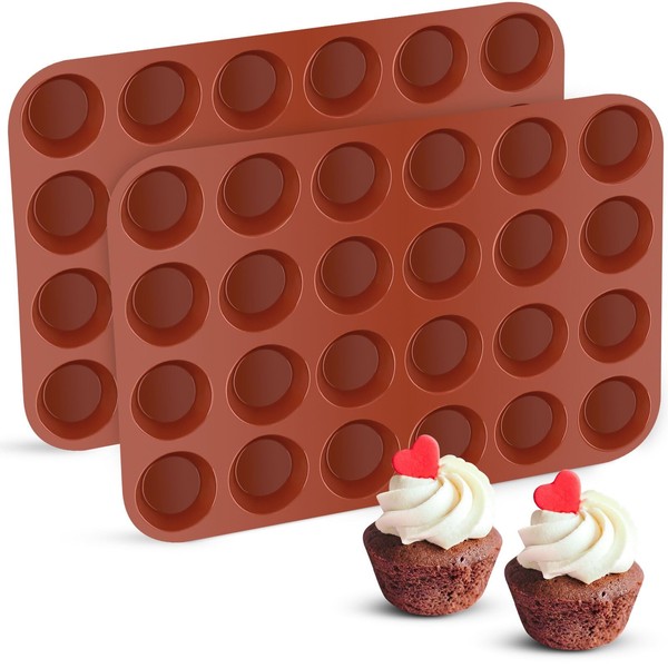 JOERSH Silicone Mini Muffin Pans 24 Cups Mini Cupcake Pan,