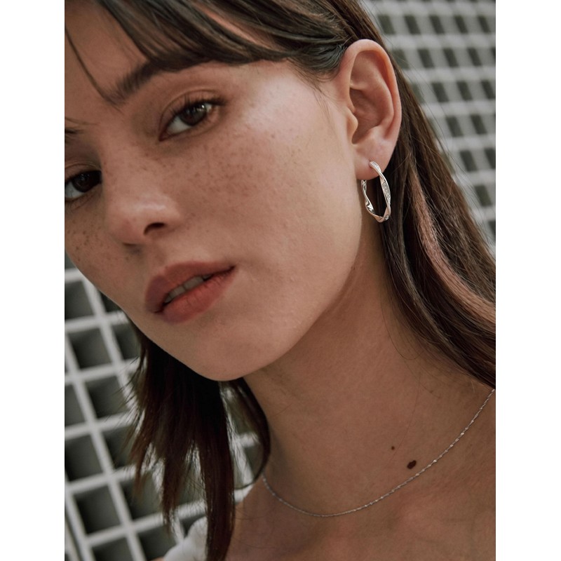 BMMYE Sterling Silver Hoops Earrings for Women 30mm