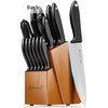 Knife Set 15-Piece Kitchen Knife Set with Sharpener Wooden Block