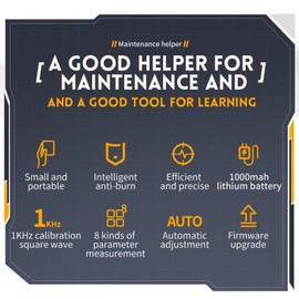 Handheld Oscilloscope, 2 Channels Portable Digital Oscilloscope Multimeter, Professional Automotive Oscilloscope with 1Mhz Bandwidth, 5.0MS s Sampling Rate & 2.8in TFT LCD Display