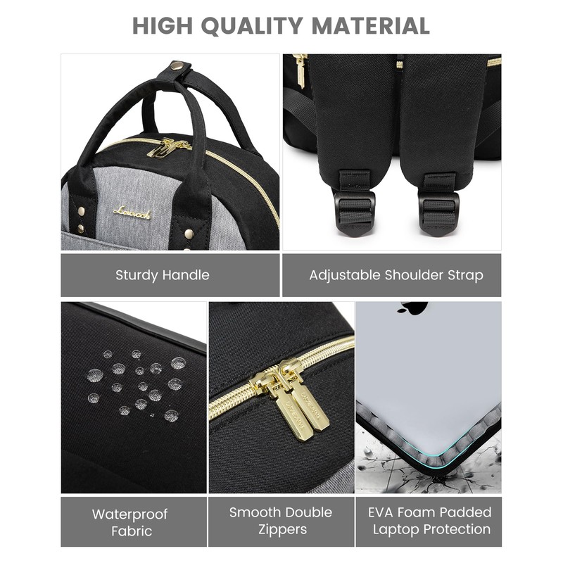 LOVEVOOK Mini Backpack for Women Stylish Waterproof Backpack Purse, Black-grey,