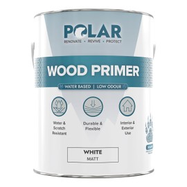 Polar Wood Primer - 84 Fl Oz - Matte White Finish - Water-Based Primer Paint for Interior & Exterior Wood Surfaces & Painted Surfaces - Strong Weather-Resistant Adhesion - Roller & Brush-On