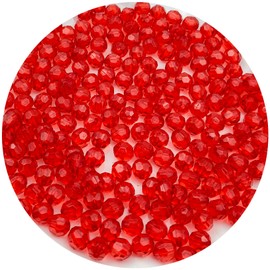 Daiyifiy 400pcs 8mm Acrylic Round Crystal Beads Faceted Spacer Color Beads for Jewelry Making DIY Bead Bracelet Necklace Earrings(Bright Red)